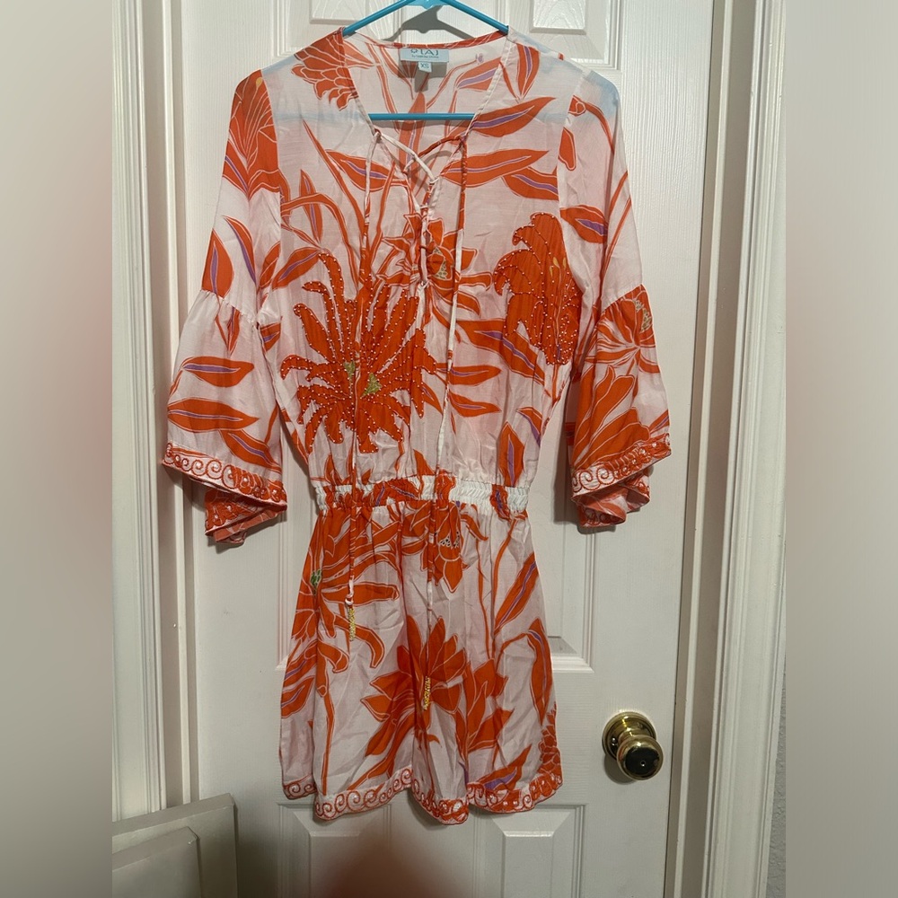 Womean TAJ short dress beading and embroidered trim